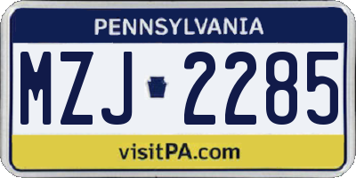 PA license plate MZJ2285