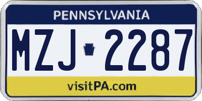PA license plate MZJ2287
