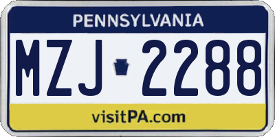 PA license plate MZJ2288