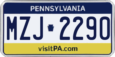 PA license plate MZJ2290