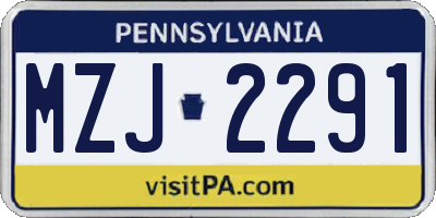 PA license plate MZJ2291