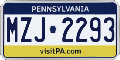PA license plate MZJ2293