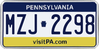 PA license plate MZJ2298