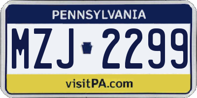 PA license plate MZJ2299