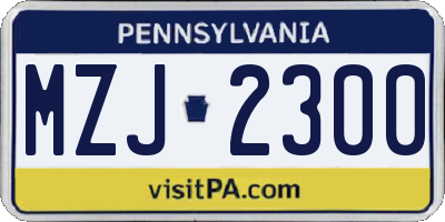 PA license plate MZJ2300