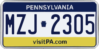 PA license plate MZJ2305