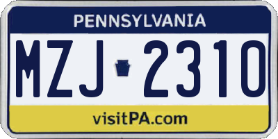 PA license plate MZJ2310