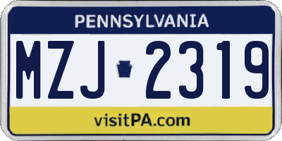 PA license plate MZJ2319