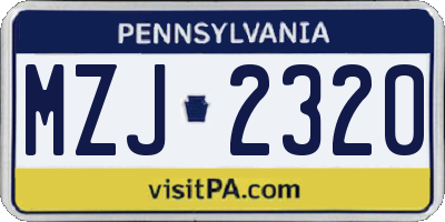 PA license plate MZJ2320