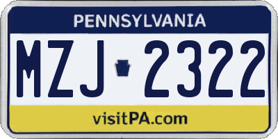 PA license plate MZJ2322