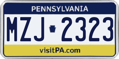 PA license plate MZJ2323
