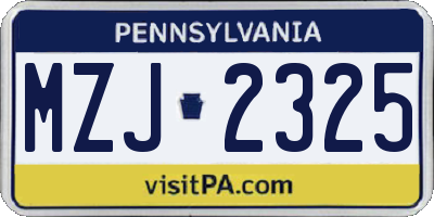 PA license plate MZJ2325