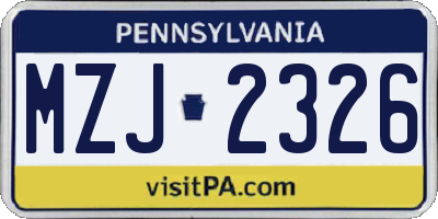 PA license plate MZJ2326