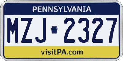 PA license plate MZJ2327