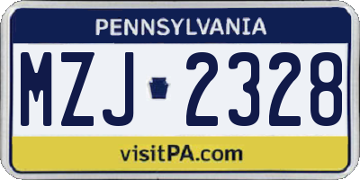 PA license plate MZJ2328