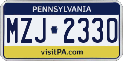 PA license plate MZJ2330