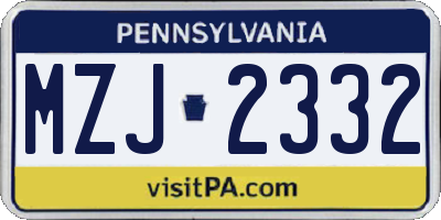 PA license plate MZJ2332