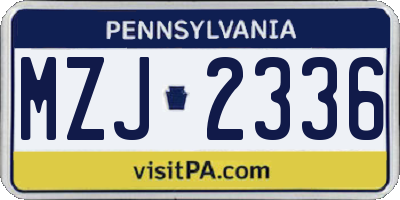 PA license plate MZJ2336
