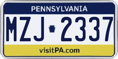 PA license plate MZJ2337