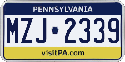 PA license plate MZJ2339