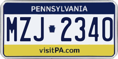 PA license plate MZJ2340