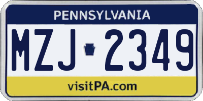 PA license plate MZJ2349