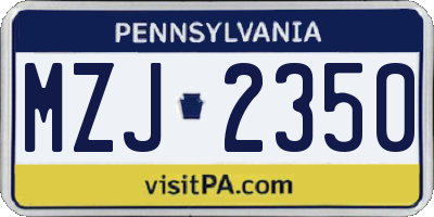 PA license plate MZJ2350