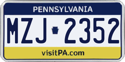 PA license plate MZJ2352