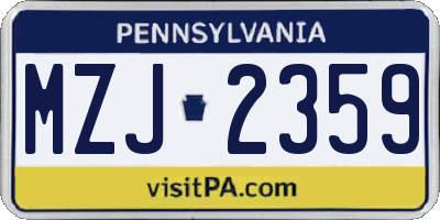PA license plate MZJ2359