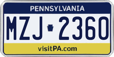 PA license plate MZJ2360