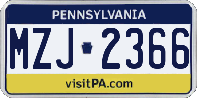 PA license plate MZJ2366