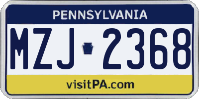 PA license plate MZJ2368