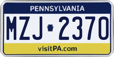 PA license plate MZJ2370