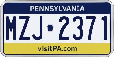 PA license plate MZJ2371