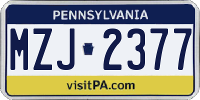 PA license plate MZJ2377