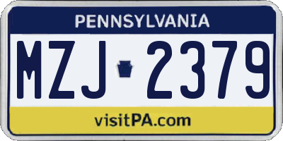 PA license plate MZJ2379