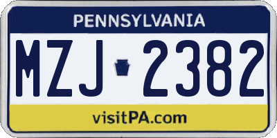 PA license plate MZJ2382
