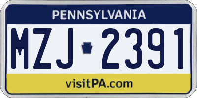 PA license plate MZJ2391