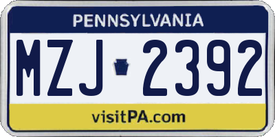 PA license plate MZJ2392