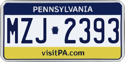 PA license plate MZJ2393