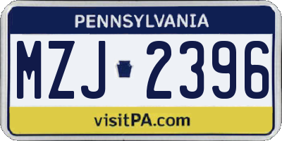 PA license plate MZJ2396