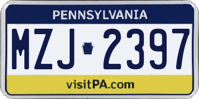 PA license plate MZJ2397