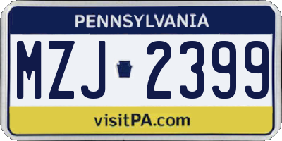 PA license plate MZJ2399