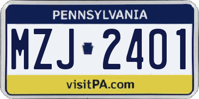PA license plate MZJ2401