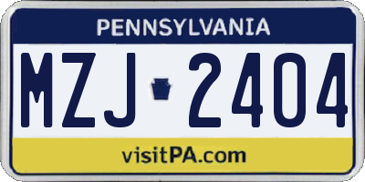 PA license plate MZJ2404