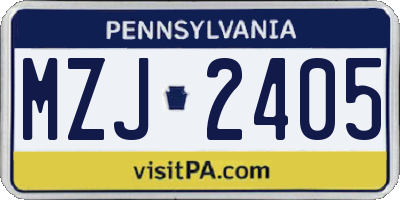 PA license plate MZJ2405