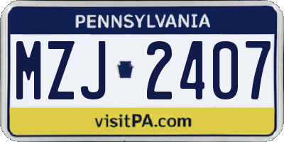PA license plate MZJ2407