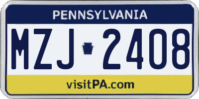 PA license plate MZJ2408