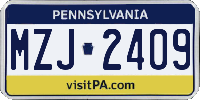 PA license plate MZJ2409