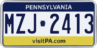 PA license plate MZJ2413